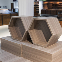 Table basse contemporaine en métal et bois MDF, ensemble de 3 tables gigognes