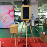 Photomaton rustique en bois pour mariage, location pour événements, service de logo personnalisé OEM