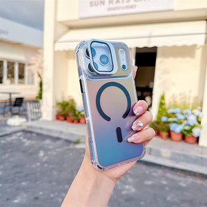เคสโทรศัพท์ iPhone 17 Pro ลายโฮโลแกรมเลเซอร์ไล่เฉดสีแบบ IMD, เคสใสหนาสำหรับ iPhone 18 Pro Max พร้อมขาตั้งกล้องแม่เหล็กโลหะ - Product Image 3