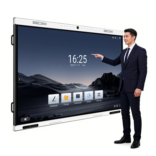 Interactive Flat Panel Smart Board 75-inch 4K UHD IR Touch Screen Display 20/40 Points for Education Classroom Business Meeting