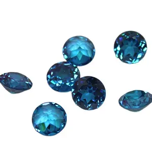 Round diamond cut blue topaz loose cubic zirconia stones