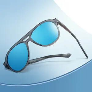 Custom logo Fashionable Acetate frame sunglasses bamboo wood polarize lens sunglasses