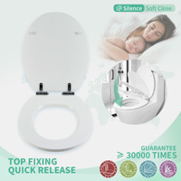 Siège de toilette en bois moulé HDF de 18 pouces, design marbre blanc, avec charnière en alliage de zinc durable, choix économique