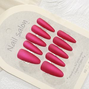 Nuevo diseño, 10 Uds., <span class=keywords><strong>Uñas</strong></span> postizas de almendra largas reutilizables, Color de fruta de dragón, prensa <span class=keywords><strong>mate</strong></span> en las <span class=keywords><strong>uñas</strong></span> para niñas - Product Image 1