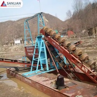 Drague à chaînes Sanlian avec moteur, pompe et PLC pour l'extraction de sable et d'or dans les rivières/lacs 220V/380V