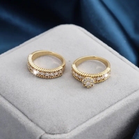 CAOSHI-Bagues en diamant imité plaqué or pour cérémonie de mariage, bijoux de luxe, bagues rondes en zircon