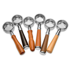 Porte-filtre <span class=keywords><strong>à</strong></span> <span class=keywords><strong>café</strong></span> expresso personnalisé avec logo, 51/54/58 mm, sans fond, réutilisable, écologique, avec poignée en bois, <span class=keywords><strong>accessoires</strong></span> de cuisine - Product Image 1