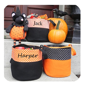 Borsa per Caramelle Trick or Treat, Personalizzata per Bambini, Ecologica in Tela a Pois e Righe, Cesto per Halloween, Famiglia <span class=keywords><strong>Gina</strong></span> - Product Image 2