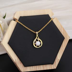 Colgante JXX Chapado en Oro de 24k, Colgante de Cobre con Geometría de Circonio, Colgante de Perla para Mujer, Regalo de Joyería - Product Image 3