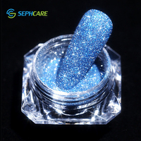 Poudre de paillettes bleues de qualité cosmétique, paillettes fines, poussière scintillante pour la création de manucures DIY et le nail art