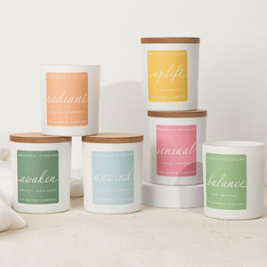 Custom designer luxury private label bougie scented soy wax candles with wood lid