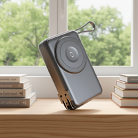 Batterie externe magnétique sans fil 10000 mAh 2026 avec câbles rétractables intégrés, chargeur de voyage, prise CA, charge rapide, portable et compact