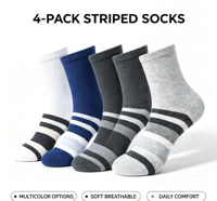 Chaussettes mi-mollet décontractées en coton doux rayées pour hommes, respirantes, avec bord élastique, plusieurs couleurs disponibles, pour usage quotidien