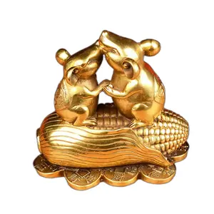 Fengshui decoration chinese bumper rat figurine for the corn and Chinese ingots and Ru Yi Scepters