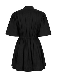 Abito Estivo Personalizzato 2026 in Cotone al Ginocchio - Vestito a Pieghe con Colletto alla Coreana e Dettaglio Fiocco, Linea ad A, OEM/ODM da Fabbrica di <span class=keywords><strong>Abbigliamento</strong></span> Cinese - Product Image 2