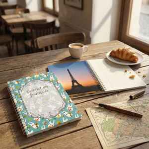 Nombre del Producto: Diario <span class=keywords><strong>de</strong></span> Aprendizaje <span class=keywords><strong>de</strong></span> Francés A5 B5 - Cuaderno Espiral con Tapa <span class=keywords><strong>de</strong></span> la Torre Eiffel para el Estudio del Vocabulario - Product Image 1