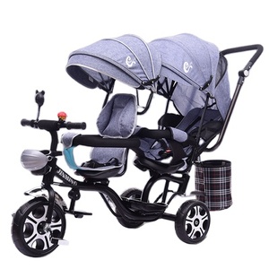 Nuovo Triciclo Doppio per Bambini in Offerta Speciale, Triciclo a 3 Ruote per Fratelli e Sorelle, <span class=keywords><strong>Passeggino</strong></span> per Gemelli - Product Image 1