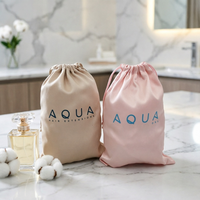 Pochette en satin de luxe avec cordon de serrage, logo personnalisé imprimé, sac cadeau en soie pour extensions de cheveux, bijoux, cosmétiques, emballage