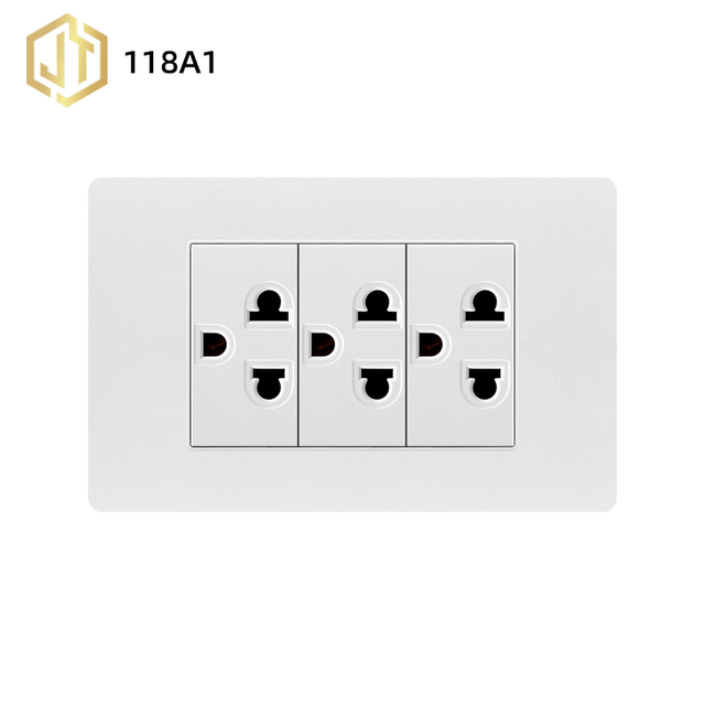 Thailand Standard PC Fireproof Panel Triple Wall Socket 118mm*72mm 15A 250V Residential Socket