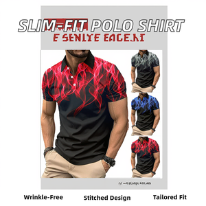 Suéter de Punto con Estampado y Bordado para Hombre, Corte Ajustado, Antiarrugas, con Bolsillo, de Algodón/Fibra de Bambú, Manga Corta, Nuevo y en Oferta - Product Image 2