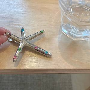 دبابيس شعر نجمة بحرية رومانسية وصلت حديثًا من Qianjin دبابيس شعر جانبية لامعة مرصعة بالماس دبابيس شعر فاخرة إكسسوارات شعر - Product Image 4