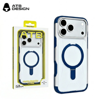 Coque transparente givrée en gros pour iPhone 18 17 Pro Max avec anneau de support rotatif anti-jaunissement
