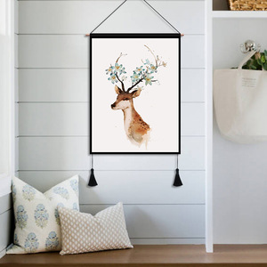 algodón <span class=keywords><strong>de</strong></span> pergamino con borlas para la decoración del hogar <span class=keywords><strong>ciervos</strong></span> 18X26 pulgadas <span class=keywords><strong>tapiz</strong></span> <span class=keywords><strong>de</strong></span> pared colgante - Product Image 2