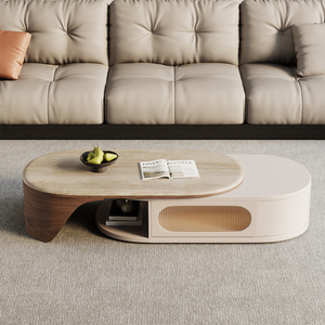 Modern Luxury Marble Wood <strong>Tv</strong> <strong>Stand</strong> and <strong>Oval</strong> Coffee Table Set for Living Room Stainless Steel Multifunction Furniture Design - Product Image 6