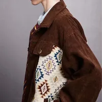 Vestes pour hommes LAYENNE, veste bomber en velours côtelé vintage japonaise pour hommes, veste varsity à motifs ethniques patchwork pour femmes, unisexe