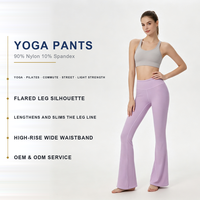Pantalon de yoga évasé en gros, texture côtelée, taille haute, effet push-up, extensible doux, en nylon et élasthanne, anti-transpiration, fournisseur et exportateur