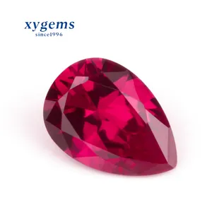 xygems 7# Gemstones manufacturer pear shape red diamond cut loose ruby