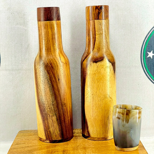 Termo de Bambú Hecho a Mano, Ecológico y Hermético, Botella de Agua Aislada al Vacío, Taza de Viaje con Tapa - Product Image 1