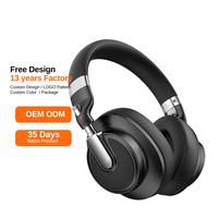 Casque d'écoute professionnel OEM ODM Microphone supra-auriculaire en cuir sans fil 65 heures avec réduction active du bruit pour l'aviation Utilisation du téléphone mobile