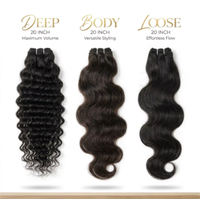 Extensiones de Cabello Humano Virgen Indio Ondulado Profundo de Alta Calidad, Súper Doble Trama, Tejido a Máquina
