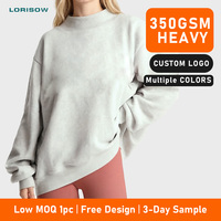 Sweat-shirt pour femme LORISOW 100% coton 350g, col montant, coupe ample, streetwear, logo personnalisé