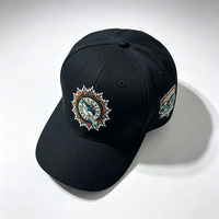 Casquette de baseball pliable en sergé de coton noir de haute qualité, six panneaux, visière plate, logo brodé 3D haute densité