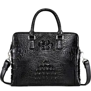 Nouveau sac à main en cuir de crocodile véritable porte-documents à bandoulière sac en cuir horizontal sac d'affaires de loisirs pour hommes en gros