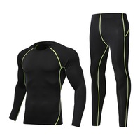 Ensemble 2 pièces de sport thermique à séchage rapide, col rond, anti-plis, taille mi-haute, doublé polaire, pour automne-hiver