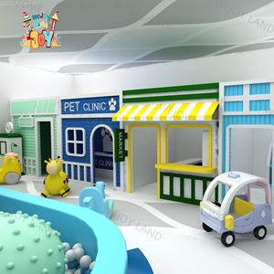 Aire de jeux intérieure pour enfants, équipement de jeu de rôle de ville, aire de jeux intérieure souple avec toboggan et piscine à balles avec route - Product Image 1