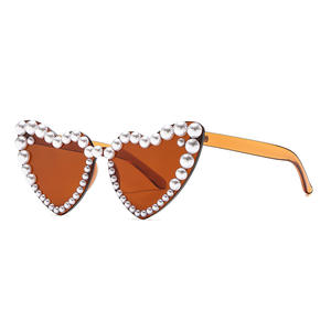 Lunettes de soleil en forme de cœur pour femmes, monture PC UV400, verres AC, lunettes de fête à la mode, gris, rouge, marron, bleu, violet, vert - Product Image 5