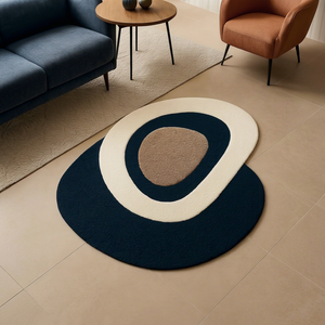 Alfombra de lana isométrica hecha a mano con contorno de bloques multinivel para oficina de diseño - Product Image 1