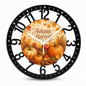 Horloge <span class=keywords><strong>murale</strong></span> ronde en fer personnalisée en gros, 25 cm, design citrouille d'Halloween, horloge <span class=keywords><strong>murale</strong></span> décorative en métal, mouvement silencieux à quartz - Product Image 3