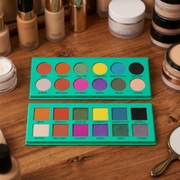 Palette de fards à paupières coréens scintillants 12 couleurs vertes, logo personnalisé pour la palette de fards à paupières mats jour et nuit, marque privée