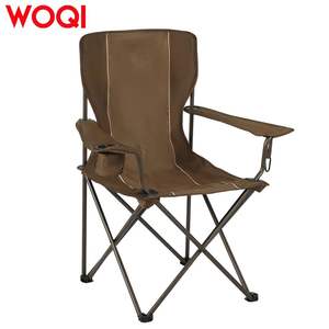 Chaise pliante d'extérieur Woqi, structure en aluminium, tissu polyester, chaise de camping de jardin, brun foncé, forme rectangulaire - Product Image 1
