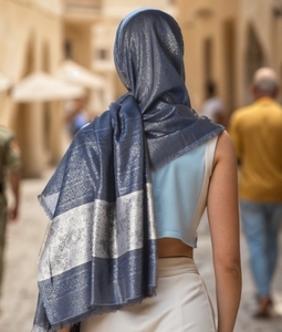 Sciarpa da donna con motivo Jacquard floreale etnico con motivo a forma di Jacquard Hijab - Product Image 5