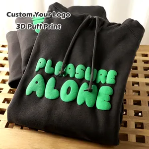 Großhandel Custom Print Übergroße Unisex Hoodies Sweatshirts Foam Puff Printing Logo Herren Hoodies