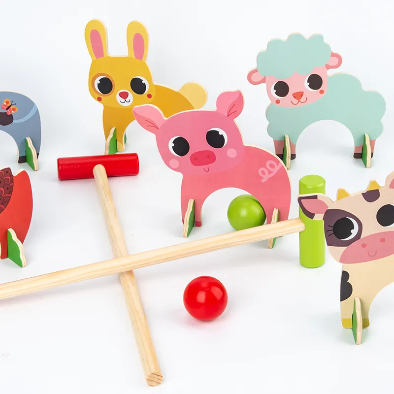 Nuovo legno animale gateball giocattoli in legno bambini Desktop in legno Baseball gioco sportivo Mini gioco giocattoli educativi per il bambino