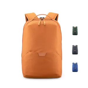 Eco-friendly recycled ocean plastic fabric schoolbag backpack for college frosted 600D rpet laptop backpack orange mochila