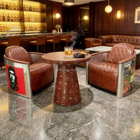 Fauteuil Aviateur en Cuir Pleine Fleur Véritable, Design Industriel, pour Bar à Domicile, Salon Cigares, Club Privé