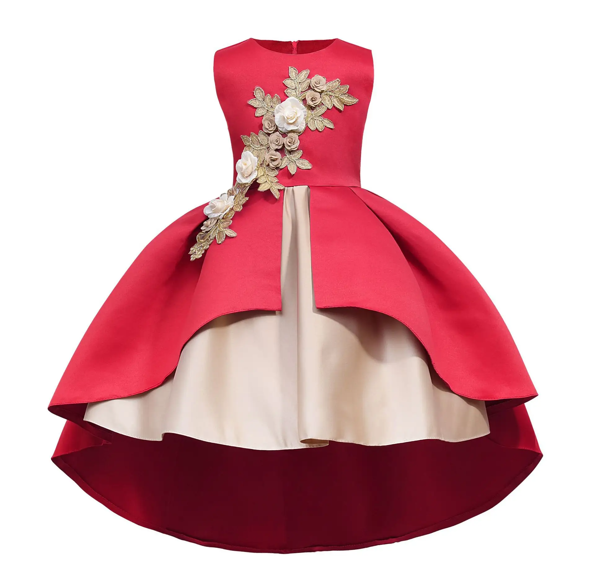 Liu Ming Kids Birthday Party Baby Girls Flower Poncho Skirt Children Sleeveless Wedding Party Dress